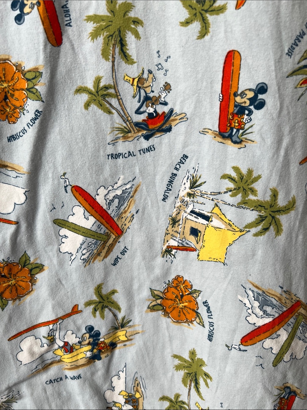 Vintage 90s Disney Store Tropical Hawaiian Mickey Mouse Beach Midi Dress - Picture 3 of 7